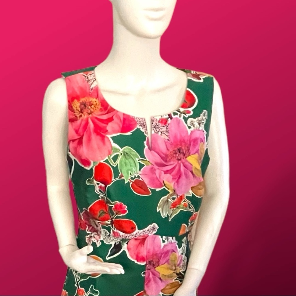 Talbots Green Floral Fit & Flare A-Line Dress - Size 8 - Picture 13 of 15